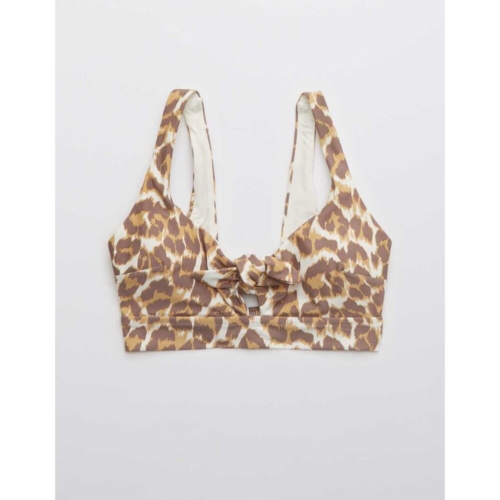 Brown Leopard Print Aerie Twist Front Bikini XS